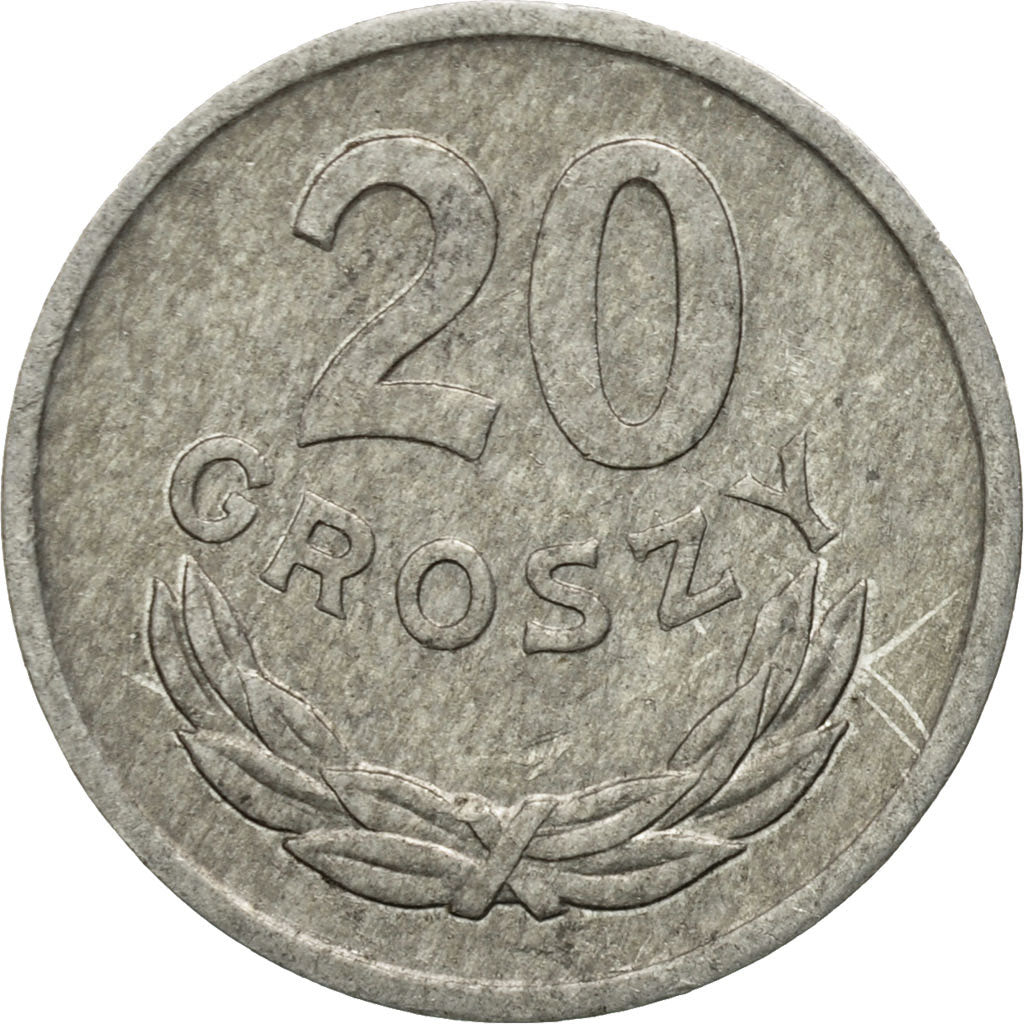 Coin, Poland, 20 Groszy, 1975, Warsaw, EF(40-45), Aluminum, KM:A47