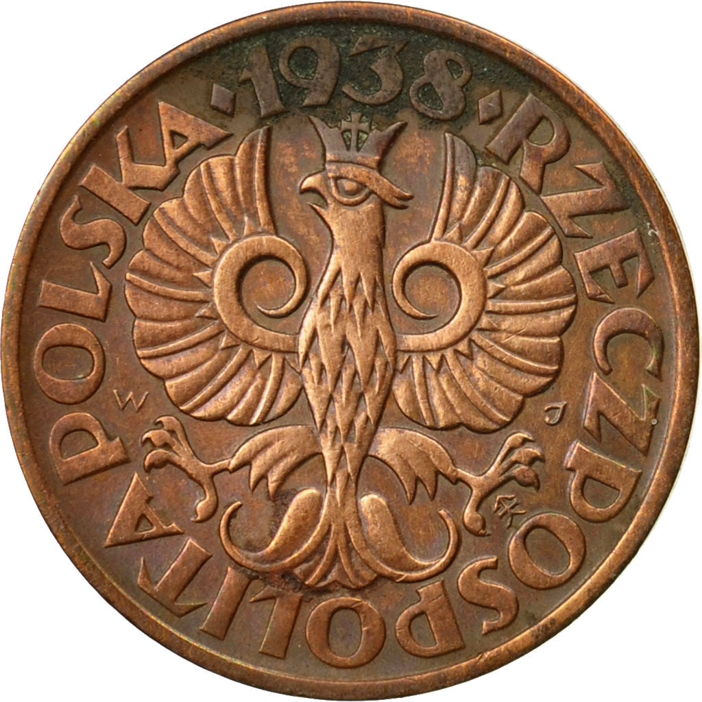 Coin, Poland, 2 Grosze, 1938, Warsaw, EF(40-45), Bronze, KM:9a