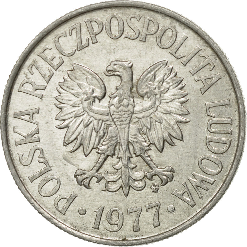Coin, Poland, 50 Groszy, 1977, Warsaw, EF(40-45), Aluminum, KM:48.1