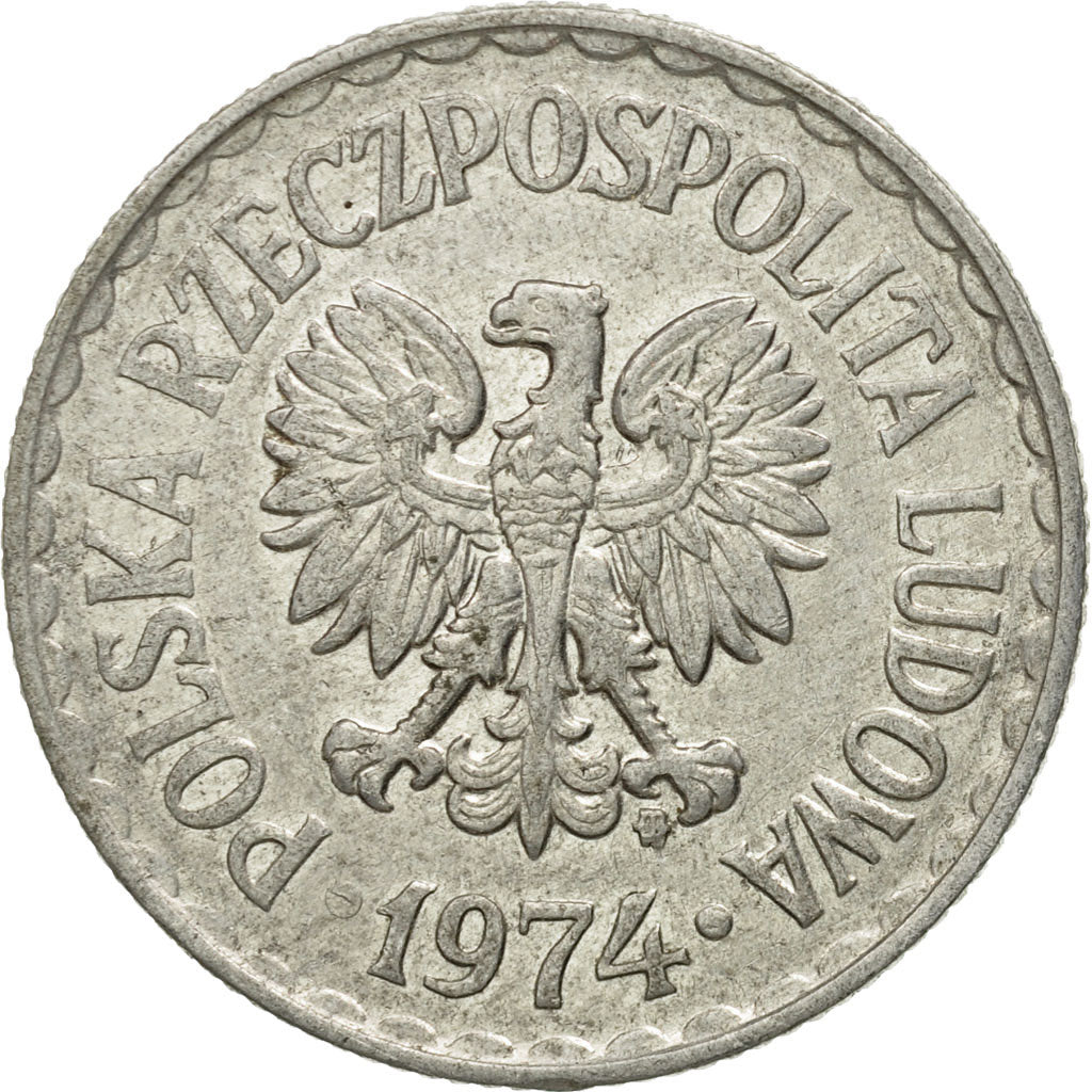 Coin, Poland, Zloty, 1974, Warsaw, EF(40-45), Aluminum, KM:49.1