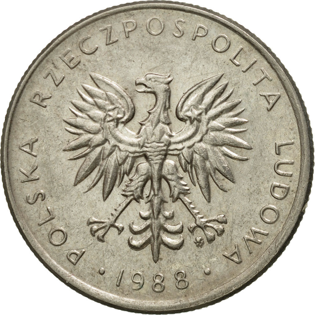 Coin, Poland, 10 Zlotych, 1988, Warsaw, AU(50-53), Copper-nickel, KM:152.1