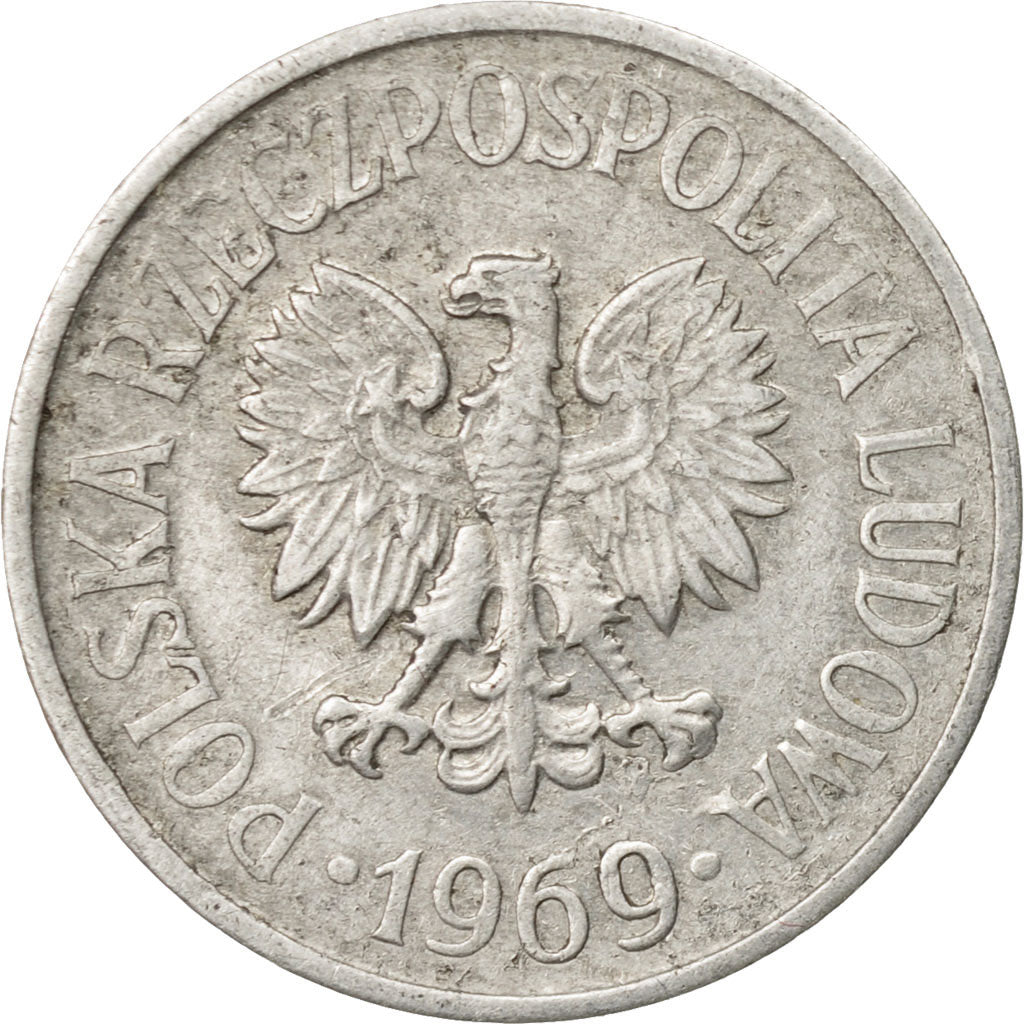 Coin, Poland, 20 Groszy, 1969, Warsaw, EF(40-45), Aluminum, KM:A47