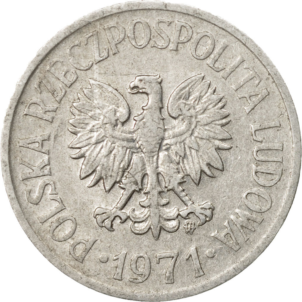 Coin, Poland, 20 Groszy, 1971, Warsaw, EF(40-45), Aluminum, KM:A47