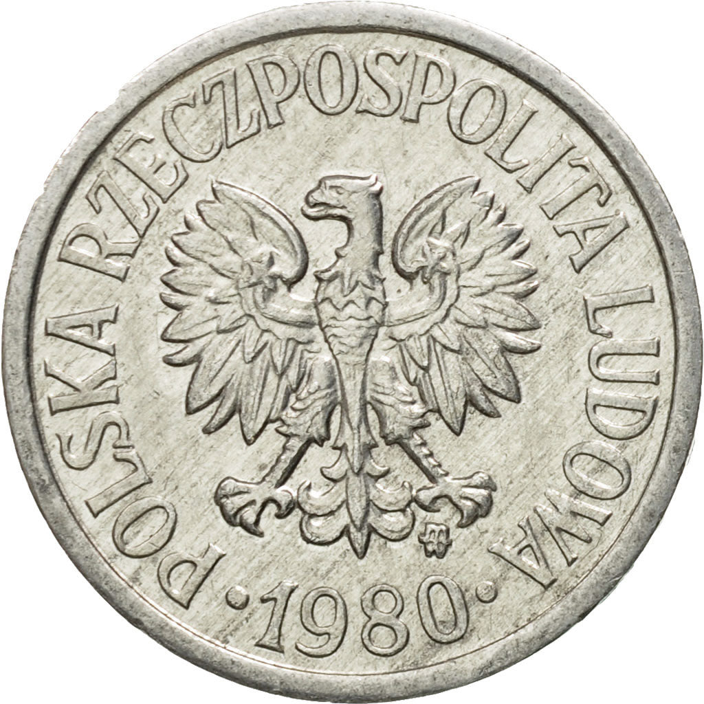 Coin, Poland, 10 Groszy, 1980, Warsaw, EF(40-45), Aluminum, KM:AA47