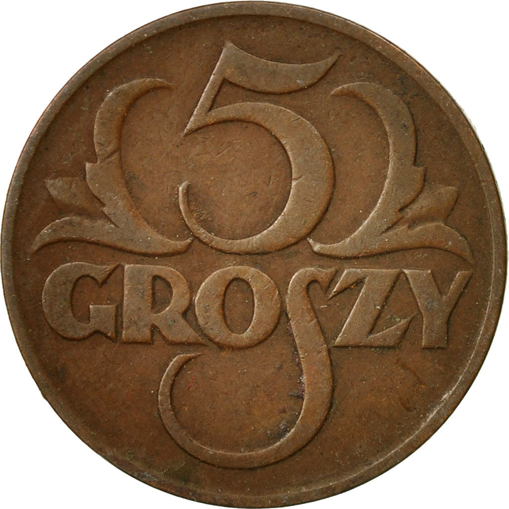 Moneda, Polonia, 5 Groszy, 1925, Warsaw, MBC, Bronce, KM:10a