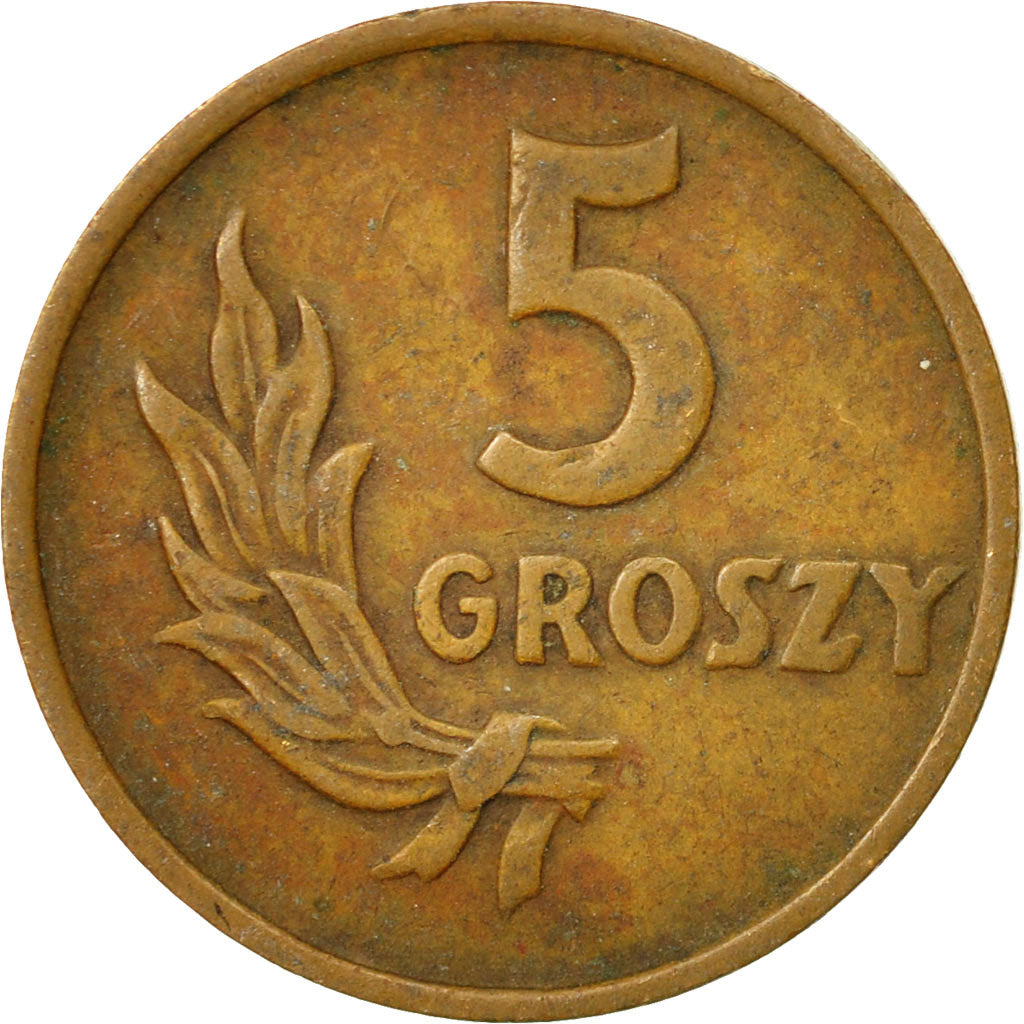 Coin, Poland, 5 Groszy, 1949, Basel, VF(30-35), Bronze, KM:41