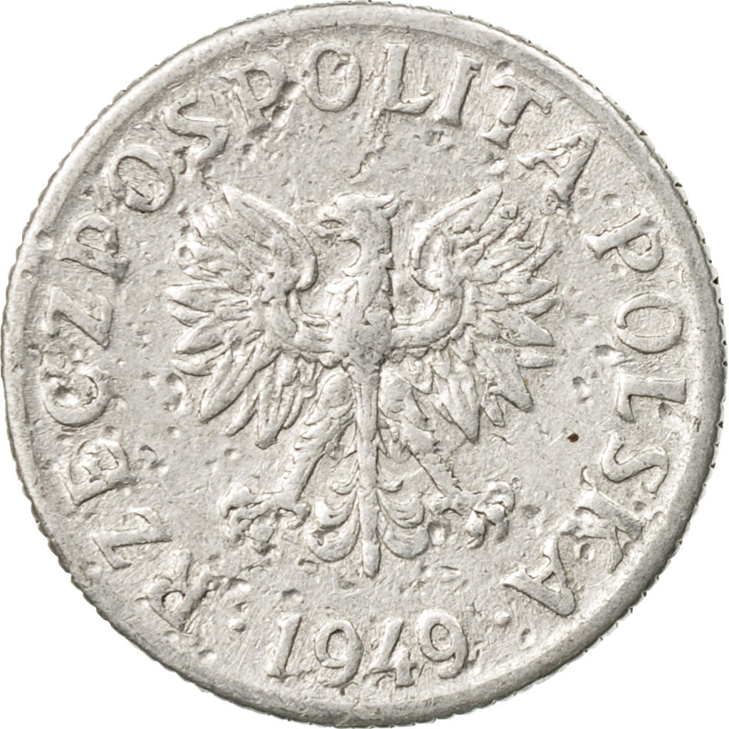 Coin, Poland, 2 Grosze, 1949, Warsaw, EF(40-45), Aluminum, KM:40