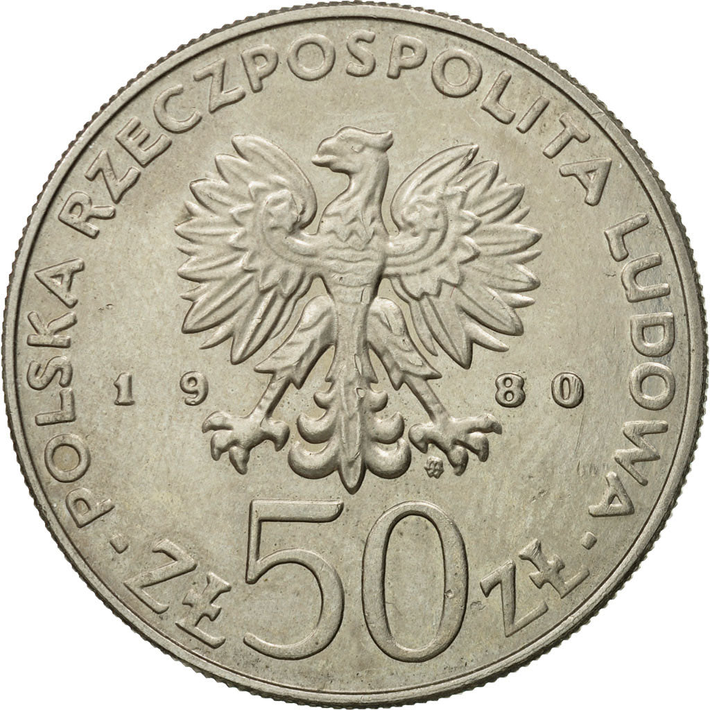 Moneta, Polonia, 50 Zlotych, 1980, Warsaw, BB+, Rame-nichel, KM:114