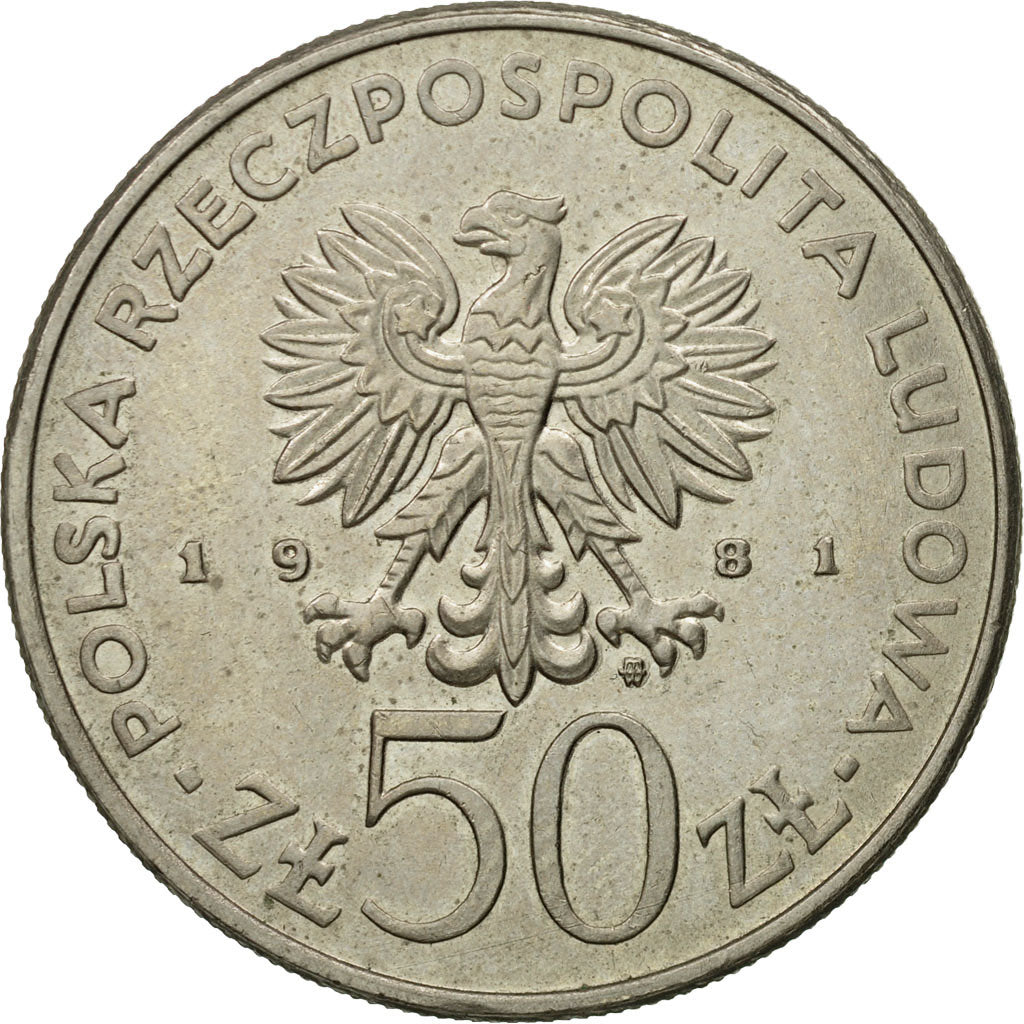 Moneda, Polonia, 50 Zlotych, 1981, Warsaw, MBC, Cobre - níquel, KM:122