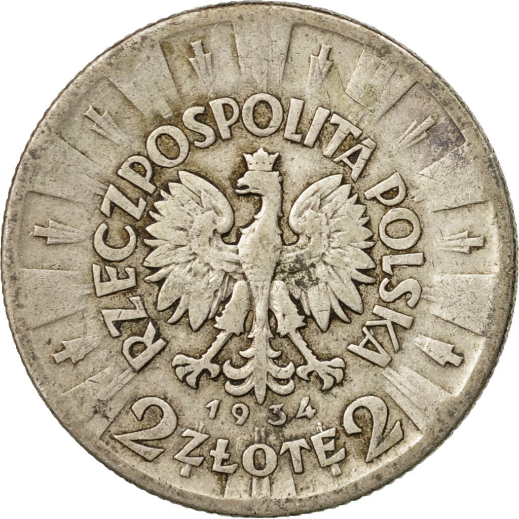 Coin, Poland, 2 Zlote, 1934, Warsaw, VF(20-25), Silver, KM:27