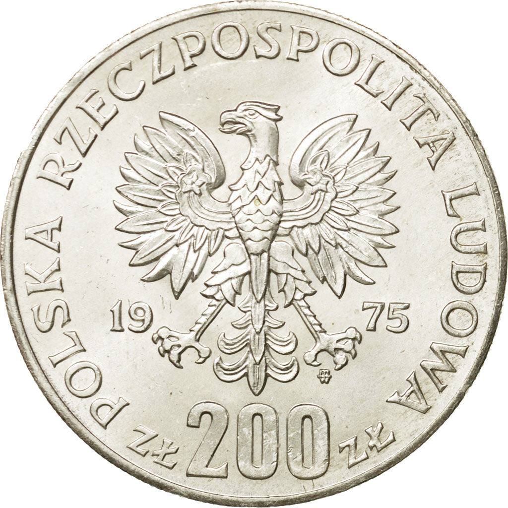 Munten, Polen, 200 Zlotych, 1975, Warsaw, PR, Zilver, KM:79