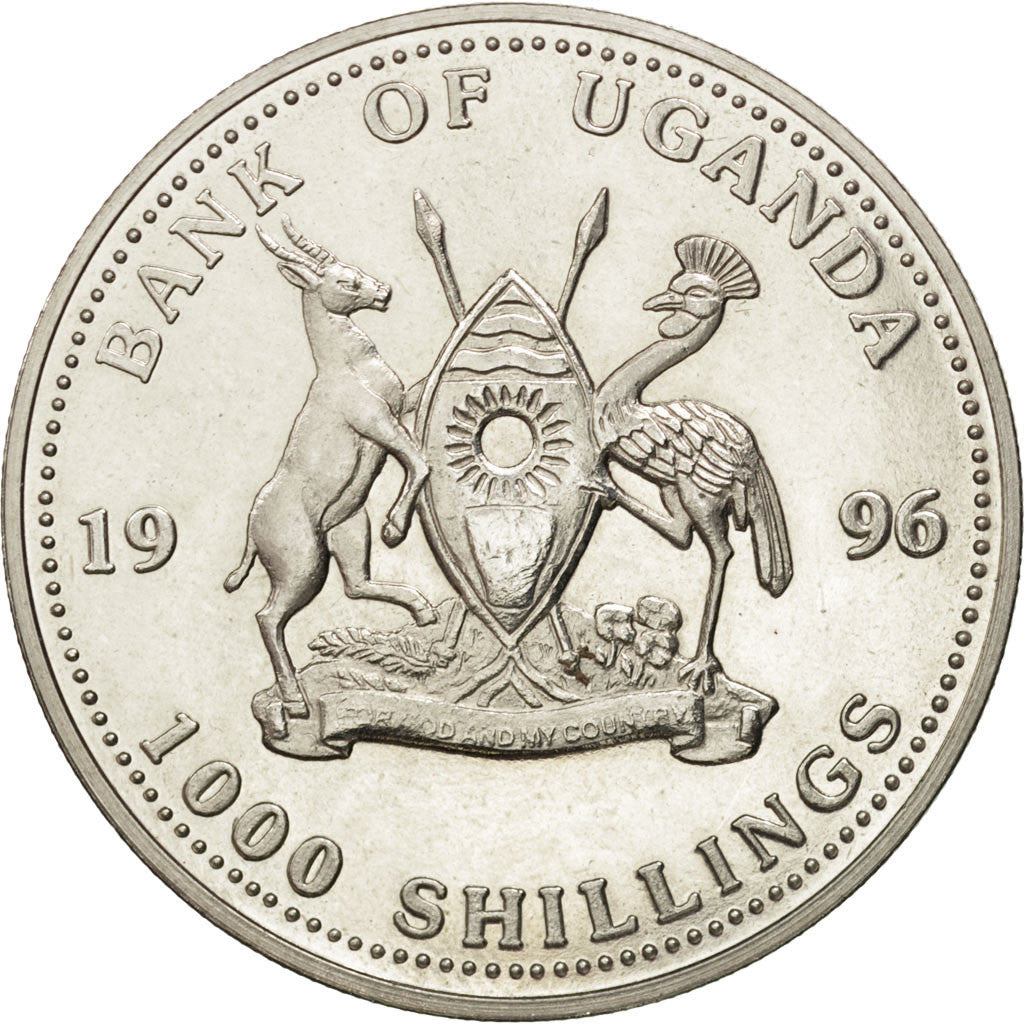 UGANDA, 1000 Shillings, 1996, KM #52, MS(65-70), Copper-Nickel, 20.20