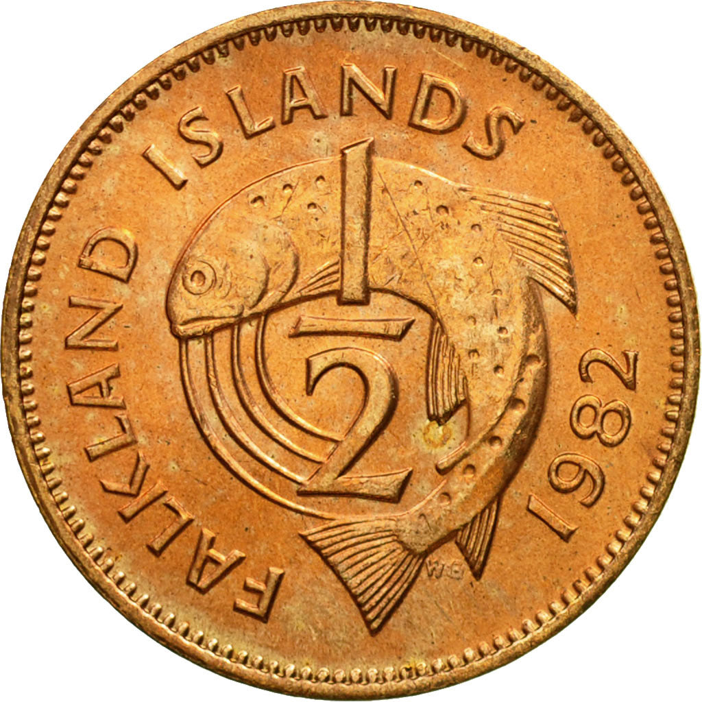 Coin, Falkland Islands, Elizabeth II, 1/2 Penny, 1982, MS(63), Bronze, KM:1