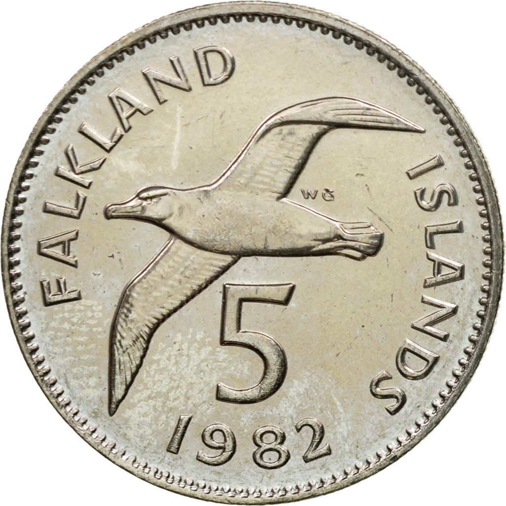 Coin, Falkland Islands, Elizabeth II, 5 Pence, 1982, MS(63), Copper-nickel