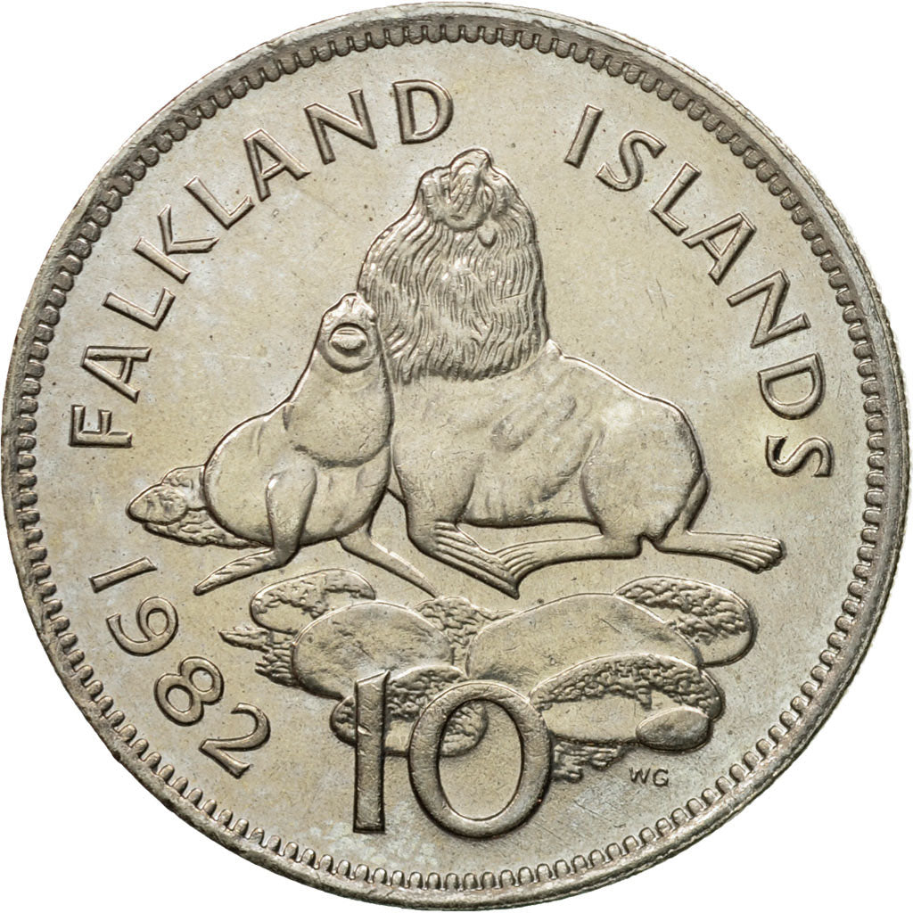 Coin, Falkland Islands, Elizabeth II, 10 Pence, 1982, MS(63), Copper-nickel