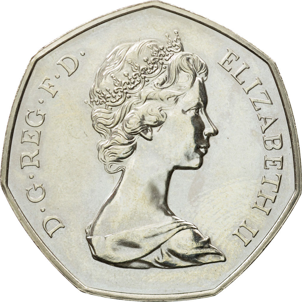 Coin, Great Britain, Elizabeth II, 50 Pence, 1973, MS(60-62), Copper-nickel