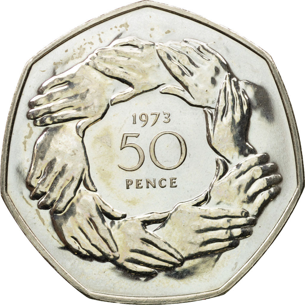 Coin, Great Britain, Elizabeth II, 50 Pence, 1973, MS(60-62), Copper-nickel