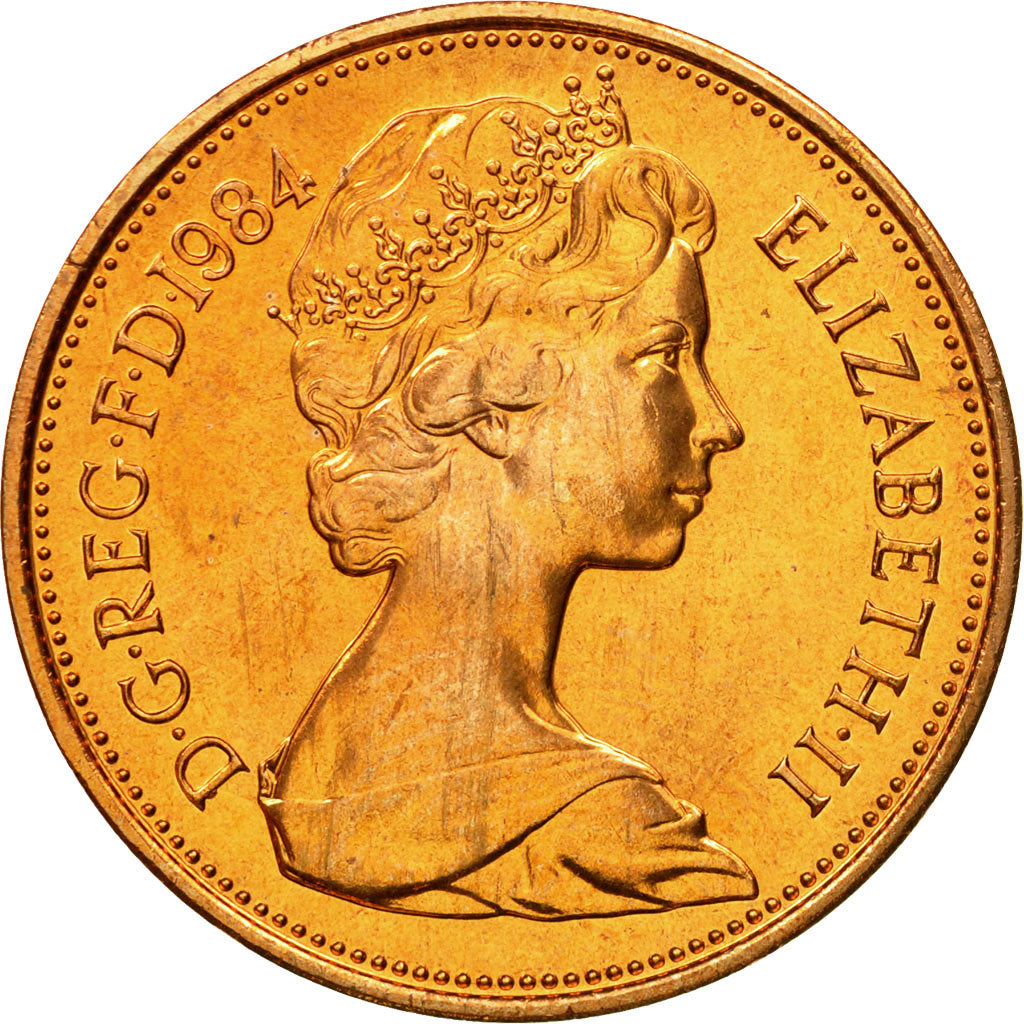 Coin, Great Britain, Elizabeth II, 2 Pence, 1984, MS(63), Bronze, KM:928