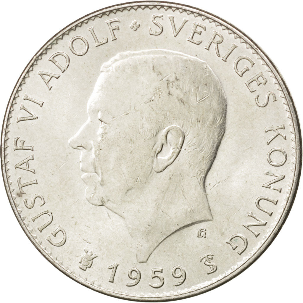 Münze, Schweden, Gustaf VI, 5 Kronor, 1959, VZ+, Silber, KM:830
