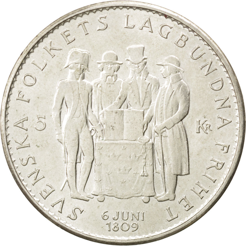 Münze, Schweden, Gustaf VI, 5 Kronor, 1959, VZ+, Silber, KM:830