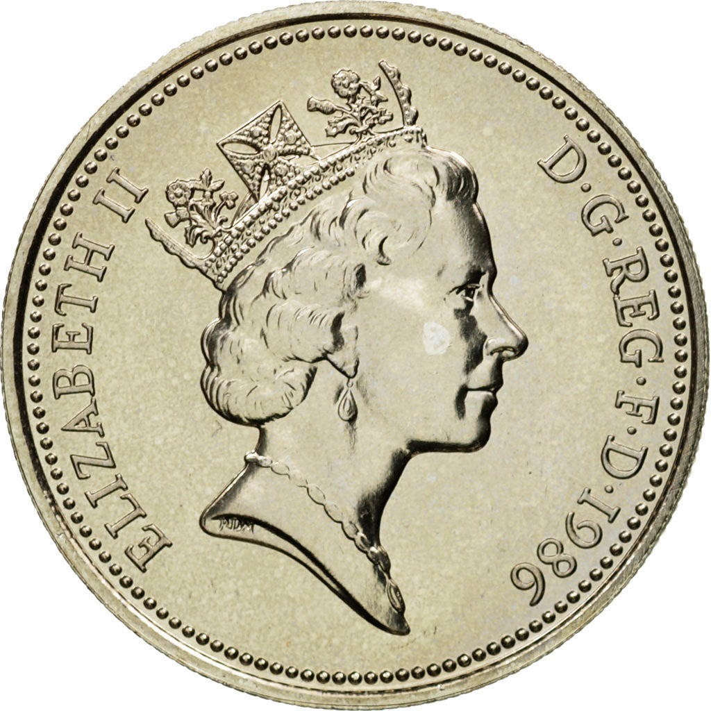 Coin, Great Britain, Elizabeth II, 5 Pence, 1986, MS(63), Copper-nickel, KM:937