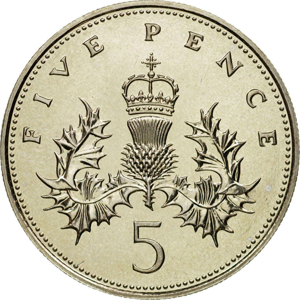 Coin, Great Britain, Elizabeth II, 5 Pence, 1986, MS(63), Copper-nickel, KM:937