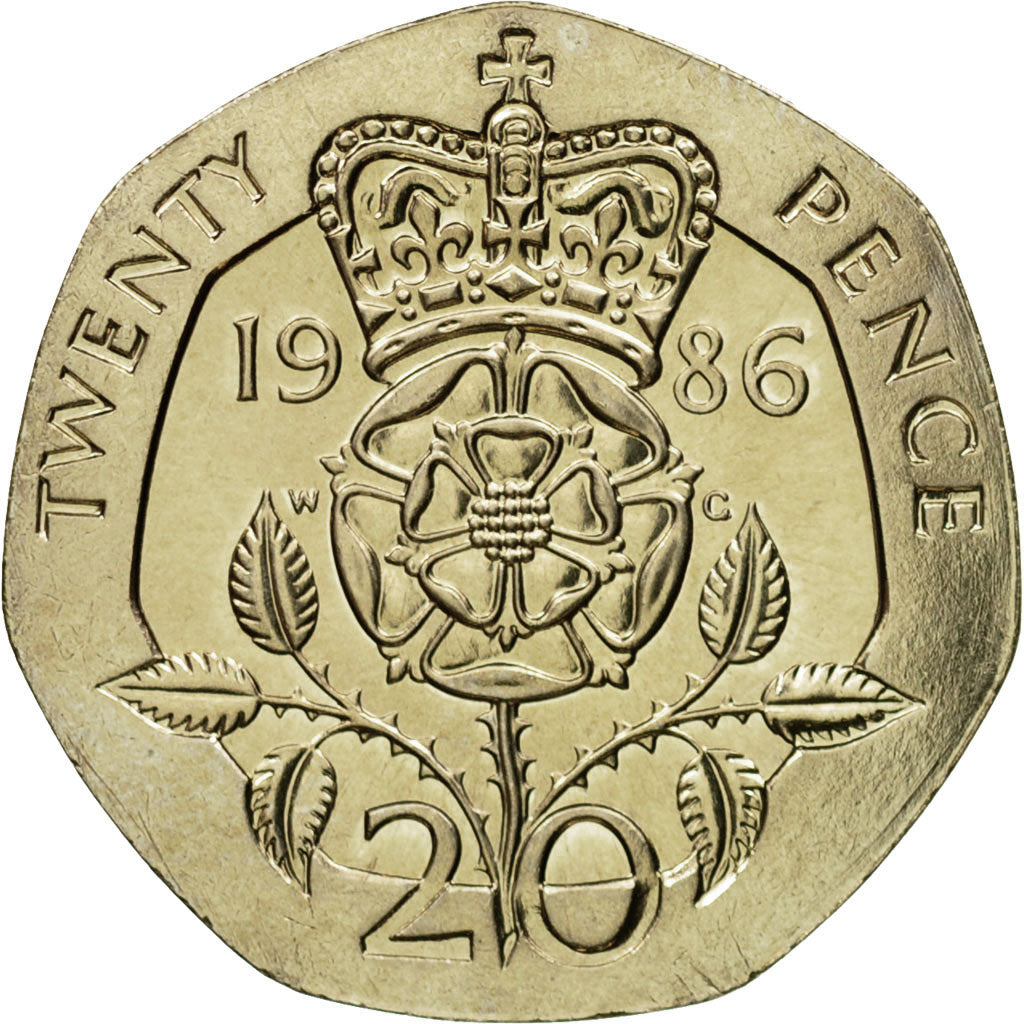 Coin, Great Britain, Elizabeth II, 20 Pence, 1986, MS(63), Copper-nickel, KM:939