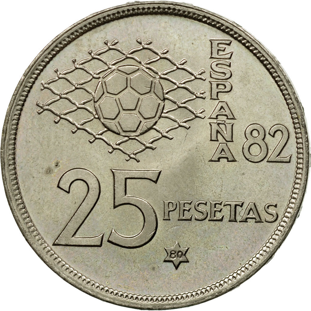 Moneta, Spagna, Juan Carlos I, 25 Pesetas, 1980, SPL, Rame-nichel, KM:818