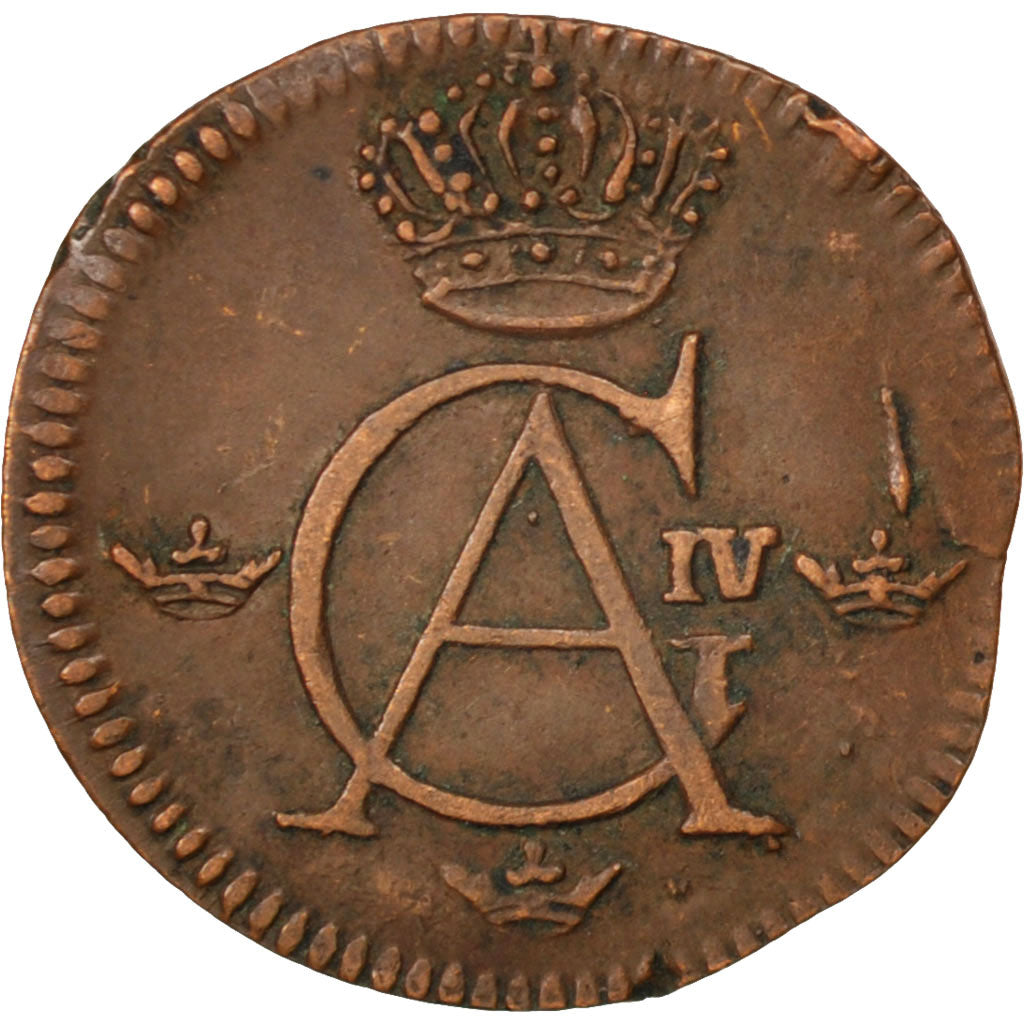 SWEDEN, 1/12 Skilling, 1808, KM #563, EF(40-45), Copper, 20.5, 2.12