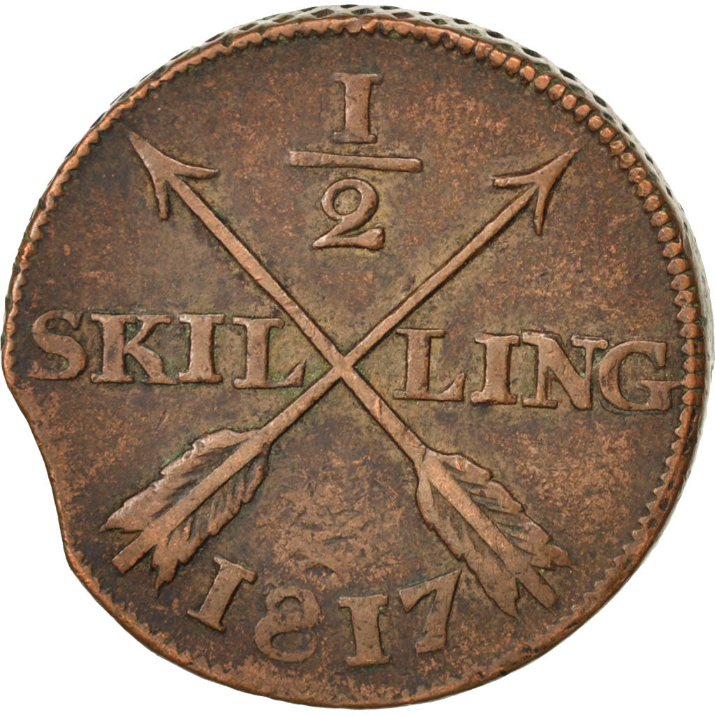 Coin, Sweden, Carl XIII, 1/2 Skilling, 1817, EF(40-45), Copper, KM:590