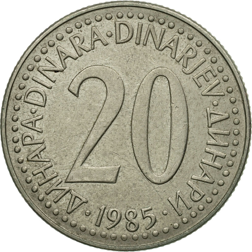 Moneta, Iugoslavia, 20 Dinara, 1985, BB, Rame-nichel-zinco, KM:112