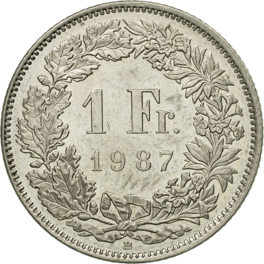 Coin, Switzerland, Franc, 1987, Bern, AU(55-58), Copper-nickel, KM:24a.3