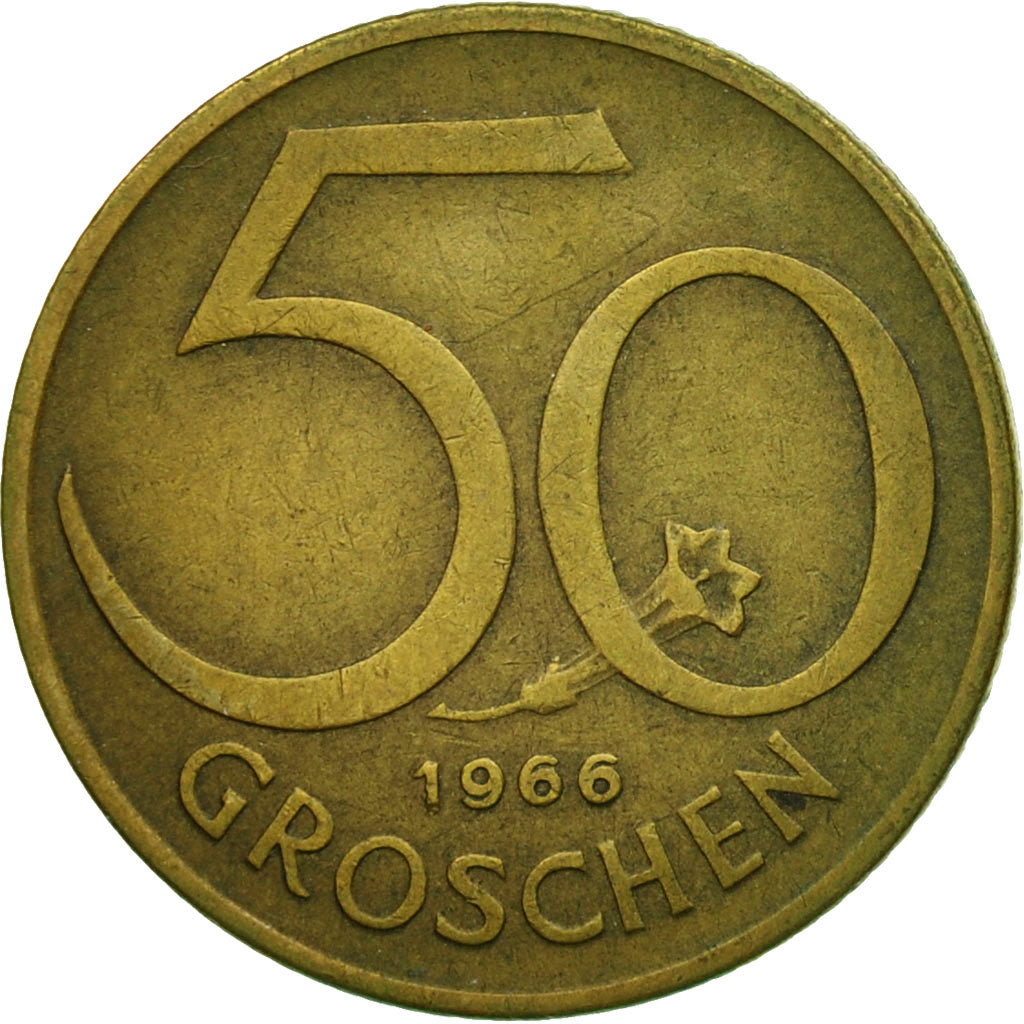 Coin, Austria, 50 Groschen, 1966, EF(40-45), Aluminum-Bronze, KM:2885