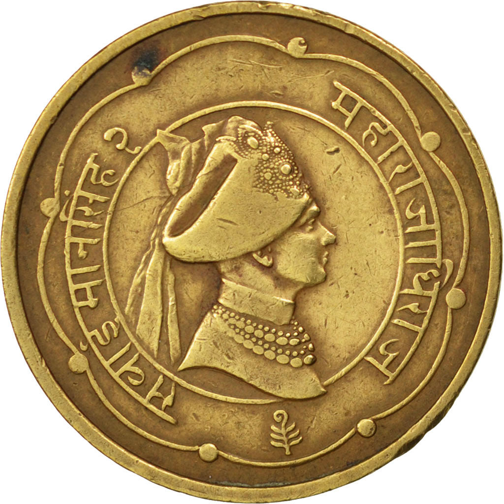 INDIA-PRINCELY STATES, Anna, 1944, Sawai Jaipur, KM #188, EF(40-45), Brass, 3.89