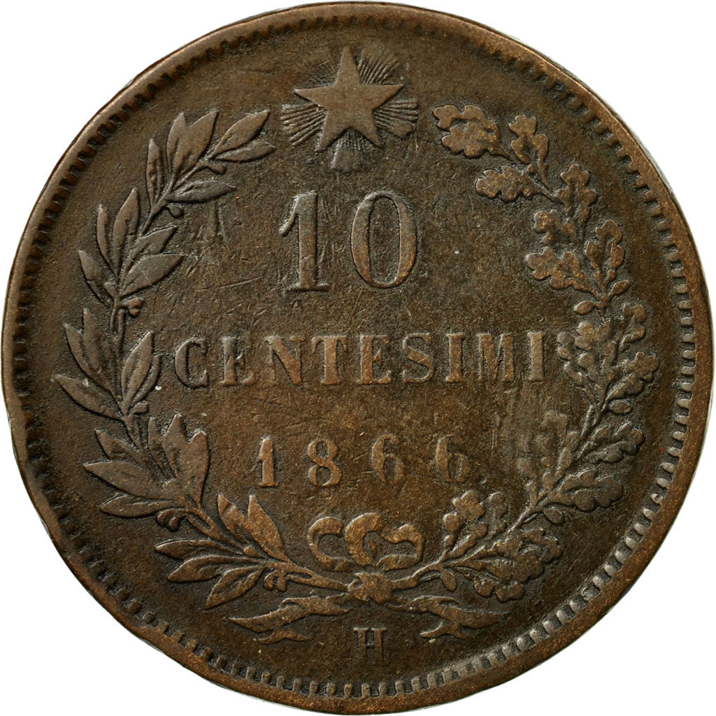 Moneta, Włochy, Vittorio Emanuele II, 10 Centesimi, 1866, Birmingham