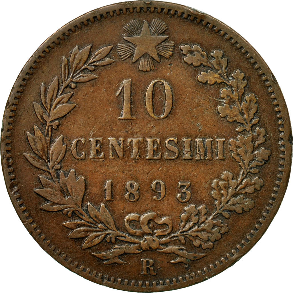 Coin, Italy, Umberto I, 10 Centesimi, 1893, Rome, VF(20-25), Copper, KM:27.2