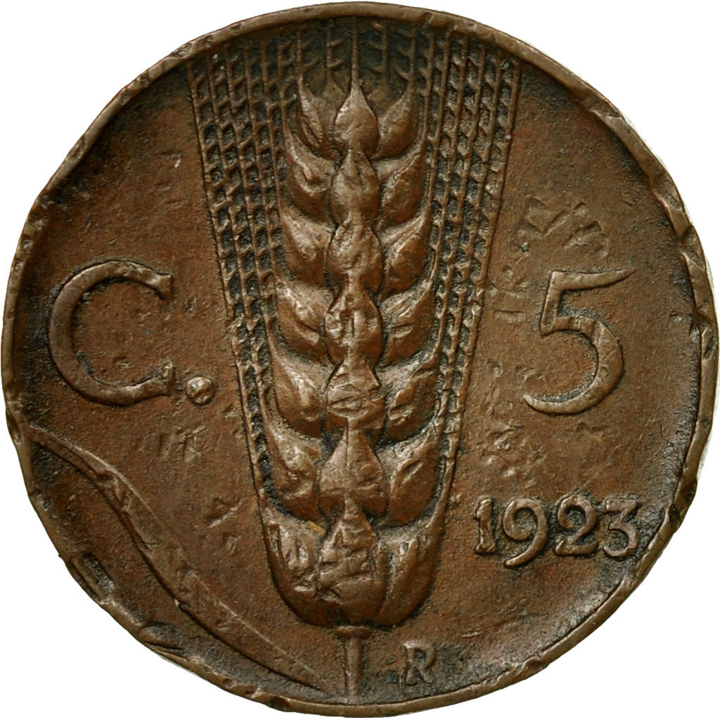 Coin, Italy, Vittorio Emanuele III, 5 Centesimi, 1923, Rome, EF(40-45), Bronze