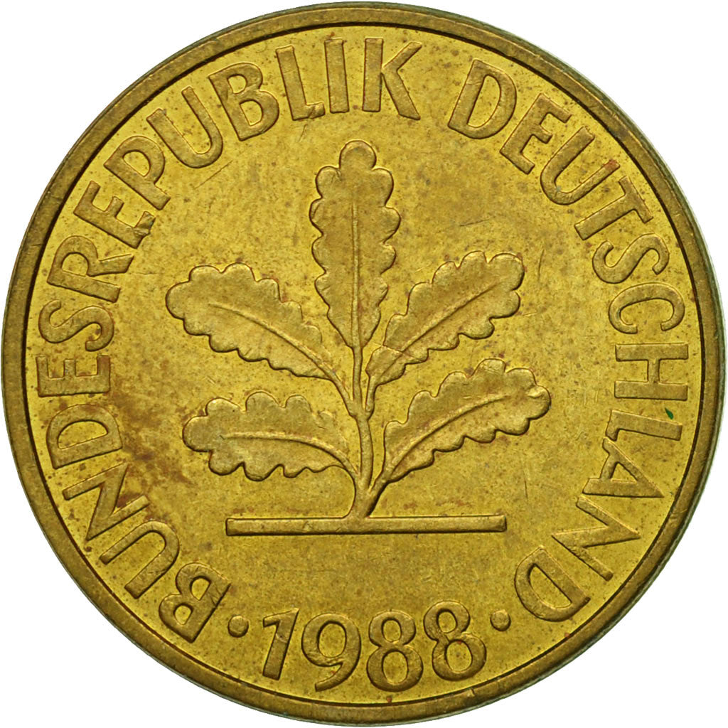 Münze, Bundesrepublik Deutschland, 10 Pfennig, 1988, Hambourg, SS, Brass Clad