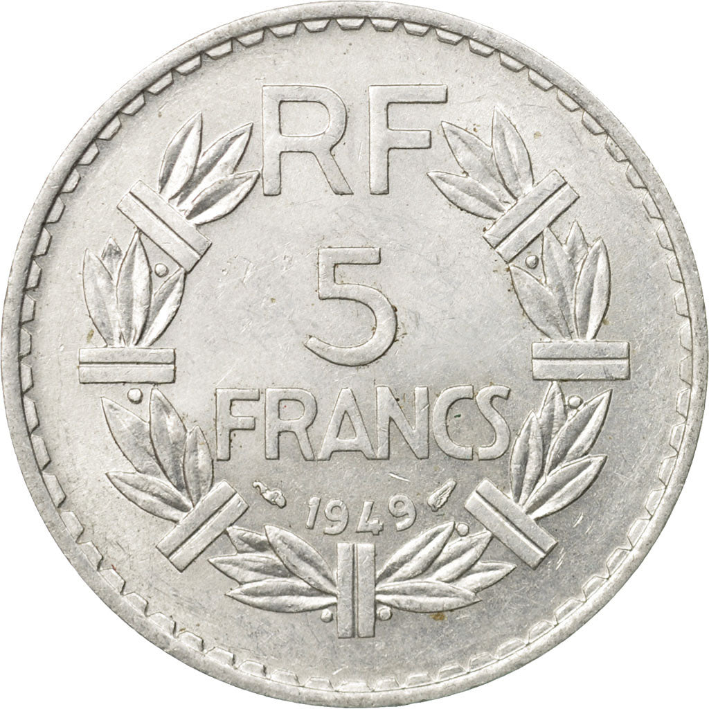Moneta, Francja, Lavrillier, 5 Francs, 1949, Paris, AU(55-58), Aluminium