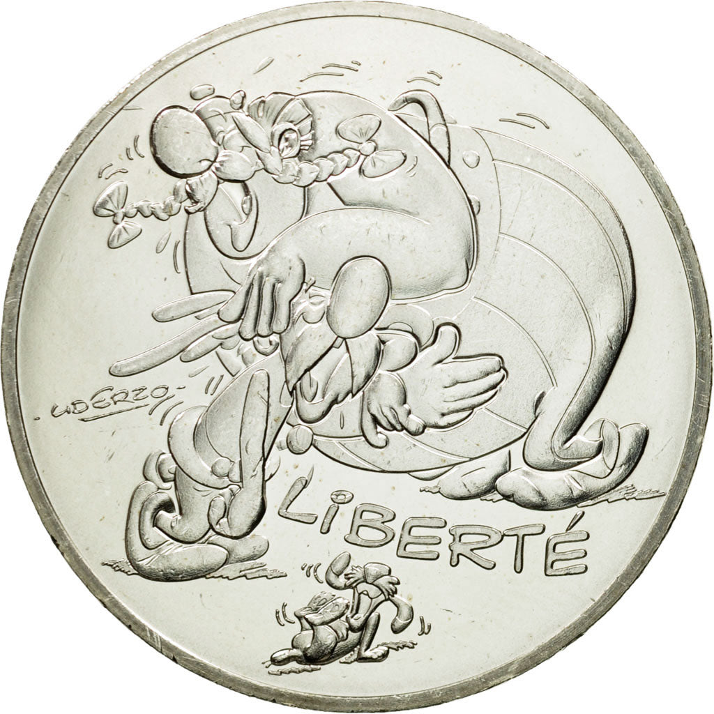 France, 10 Euro, Liberté Astérix, Obélix, 2015, MS(64), Silver