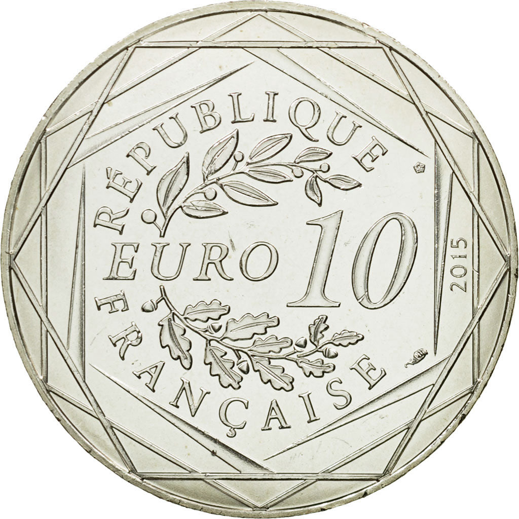 France, 10 Euro, Liberté Astérix, Obélix, 2015, MS(64), Silver