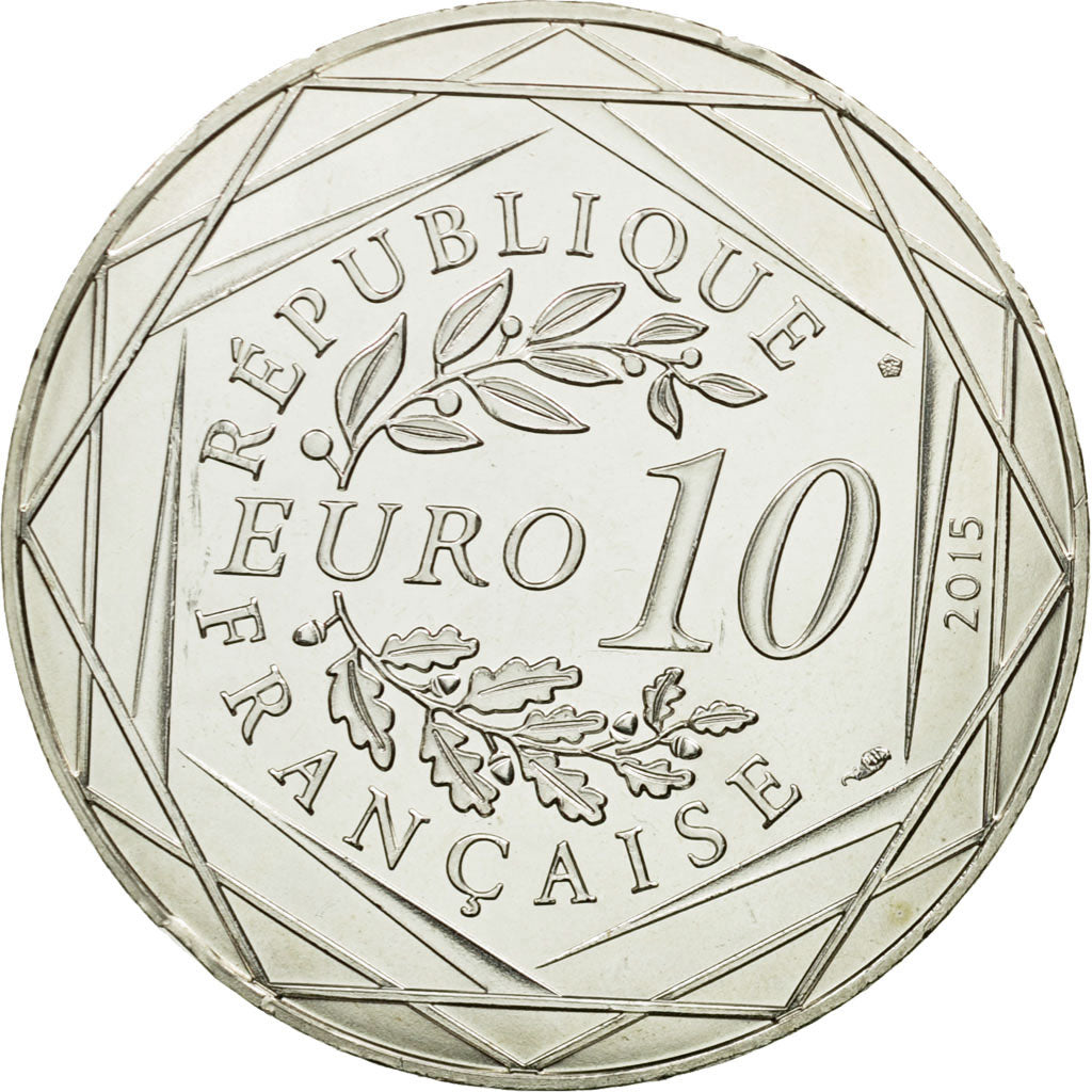 France, 10 Euro, Liberté Astérix, Obélix, 2015, MS(64), Silver