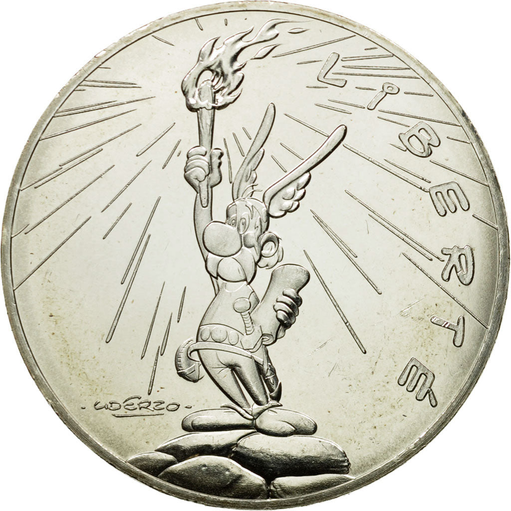 France, 10 Euro, Liberté Astérix Flamme, 2015, MS(64), Silver