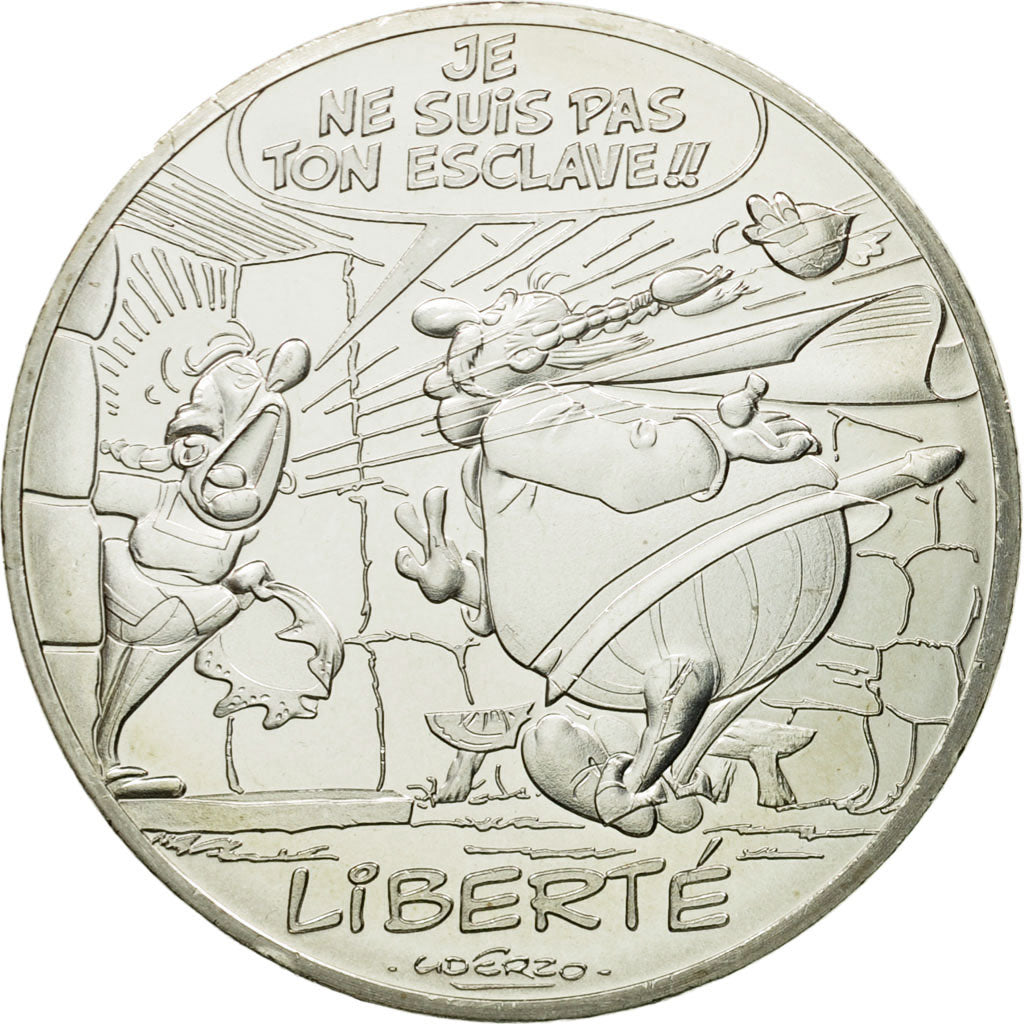France, 10 Euro, Liberté Obélix Bonemine, 2015, MS(64), Silver