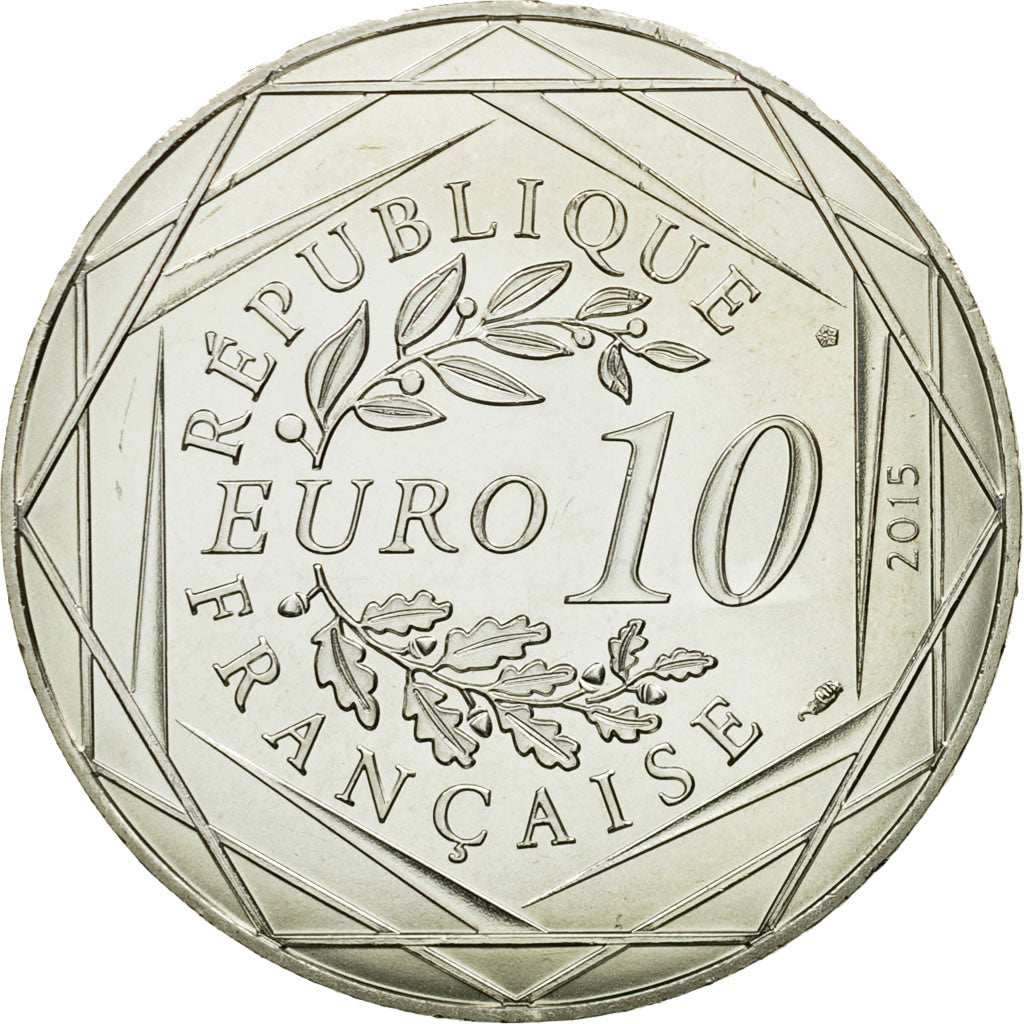 France, 10 Euro, Liberté Obélix Bonemine, 2015, MS(64), Silver