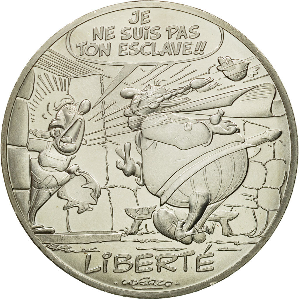 France, 10 Euro, Liberté Obélix Bonemine, 2015, MS(64), Silver