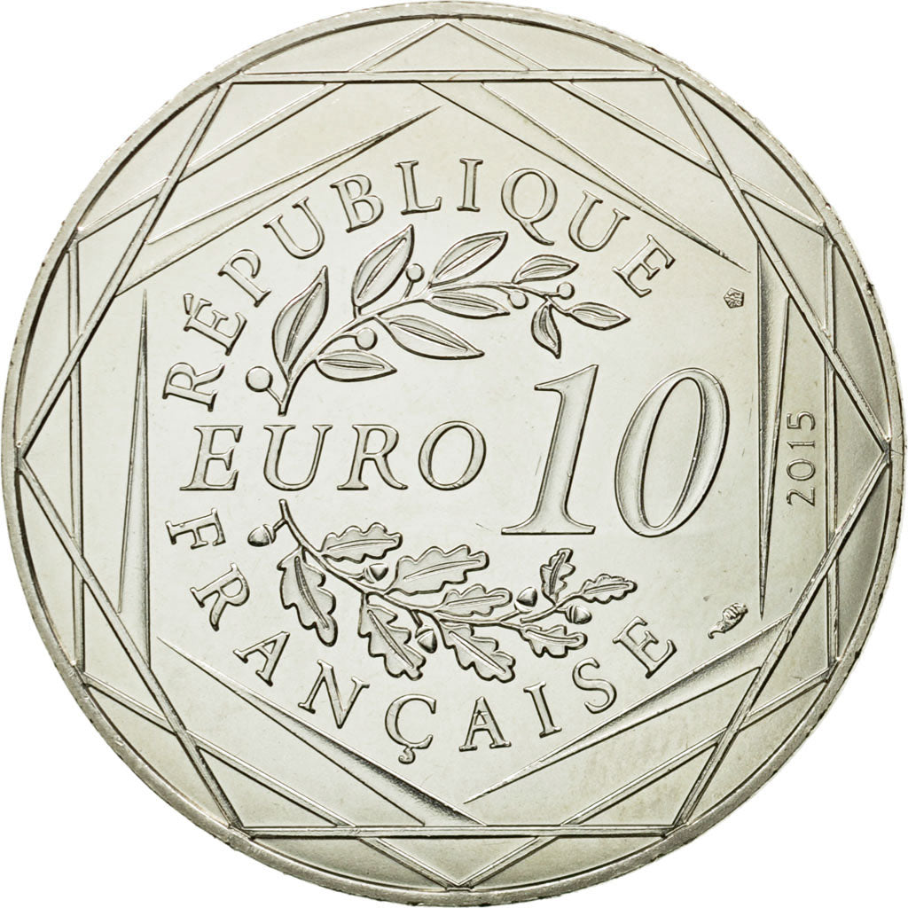 France, 10 Euro, Liberté Obélix Bonemine, 2015, MS(64), Silver