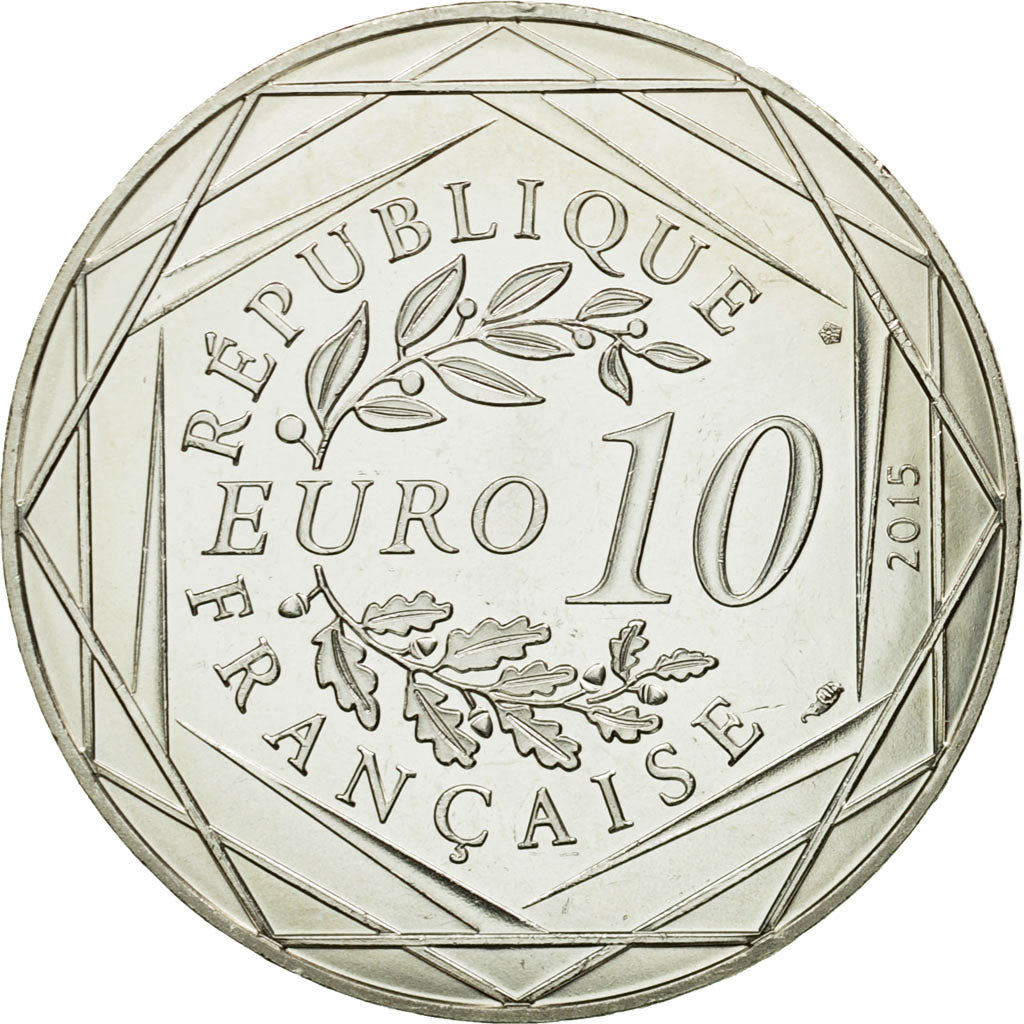 France, 10 Euro, Egalité, Abraracourcix, Assurancetourix, 2015, MS(64), Silver