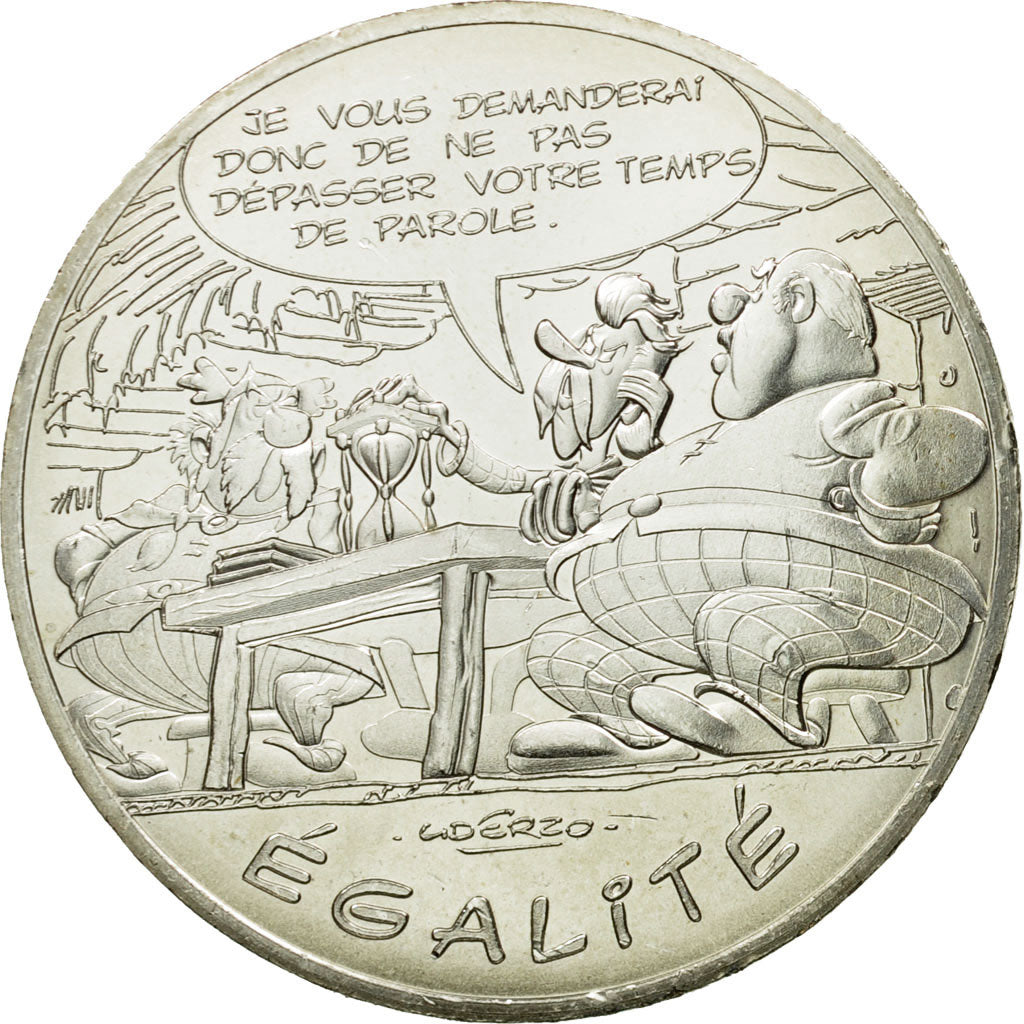France, 10 Euro, Egalité, Abraracourcix, Assurancetourix, 2015, MS(64), Silver