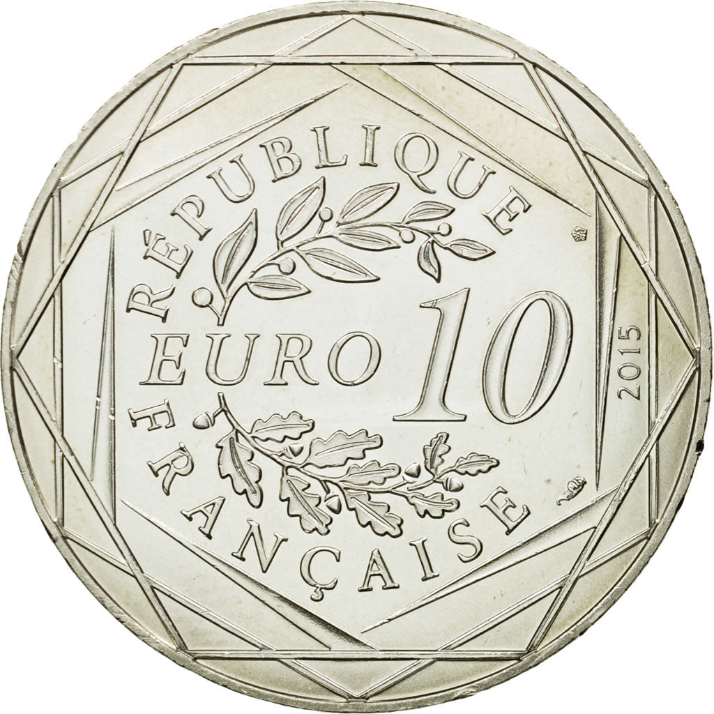 France, 10 Euro, Egalité, Abraracourcix, Assurancetourix, 2015, MS(64), Silver